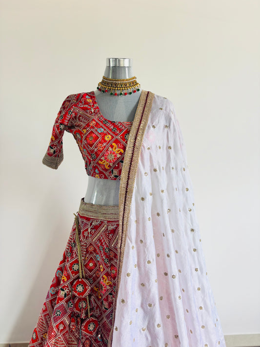 Regal Maroon Zari Embroidered Bridal Lehenga