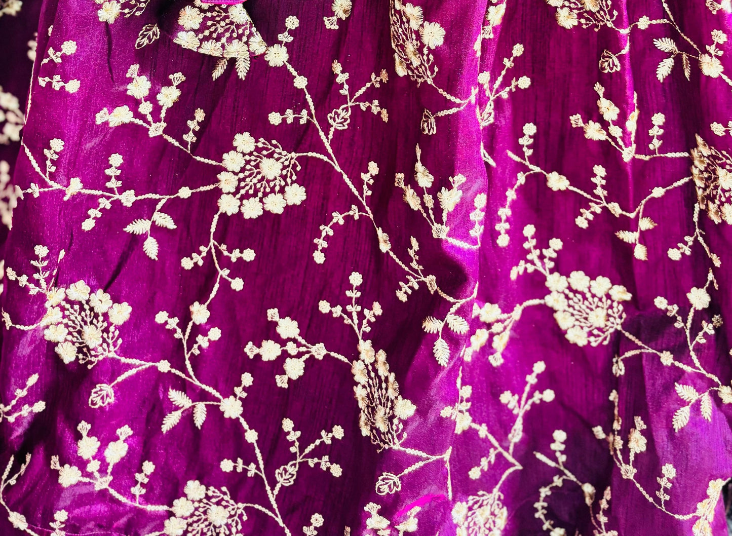 Plum Silk Embroidered Lehenga Set