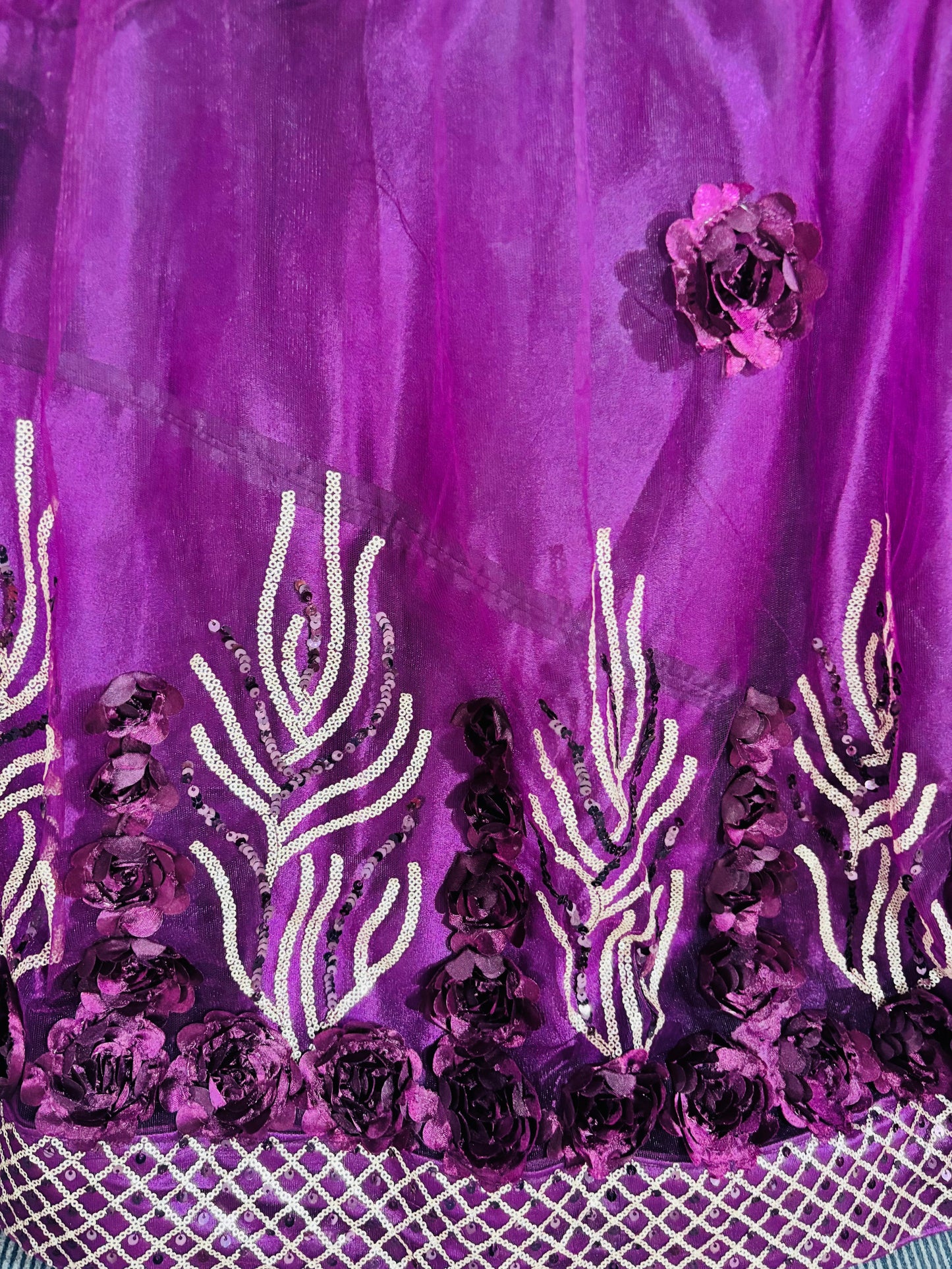 Royal Plum Embroidered Lehenga Set with Net Dupatta