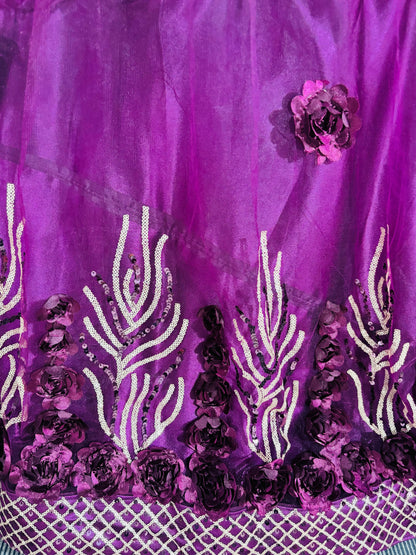 Royal Plum Embroidered Lehenga Set with Net Dupatta